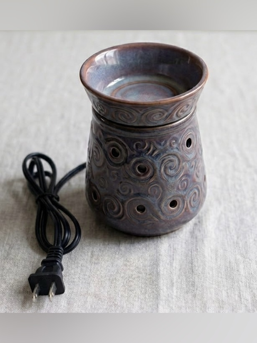 Scentsy Artisan Collection Ceramic Wax Warmer Blue Bronze Intricate Swirl